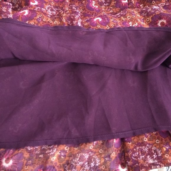 HOUSE OF HARLOW 1960 Mini Dress 2 Berry Metallic Tiered Boho Deep V Neck Lined - Picture 7 of 12